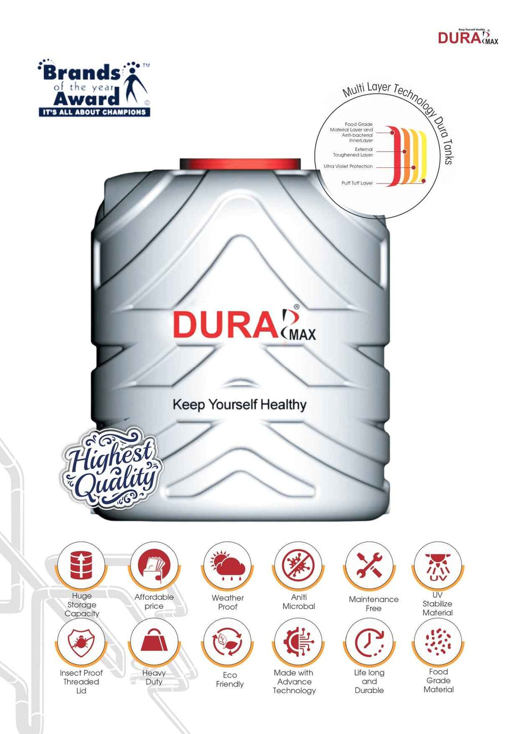 Dura Max Blow Water Tank – 3 Layered (Medium / Heavy)
